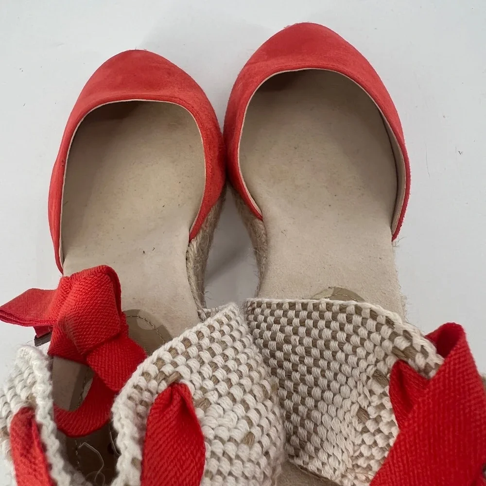 Boden Cassie Espadrilles Wedge Tomato Poppy Red Cherry Girl Beach Resort Size 10